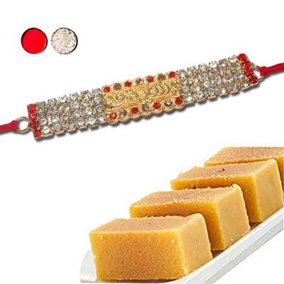 "Rakhi - SR-9420 A (Single Rakhi), 500gms of Milk Mysore Pak - Click here to View more details about this Product